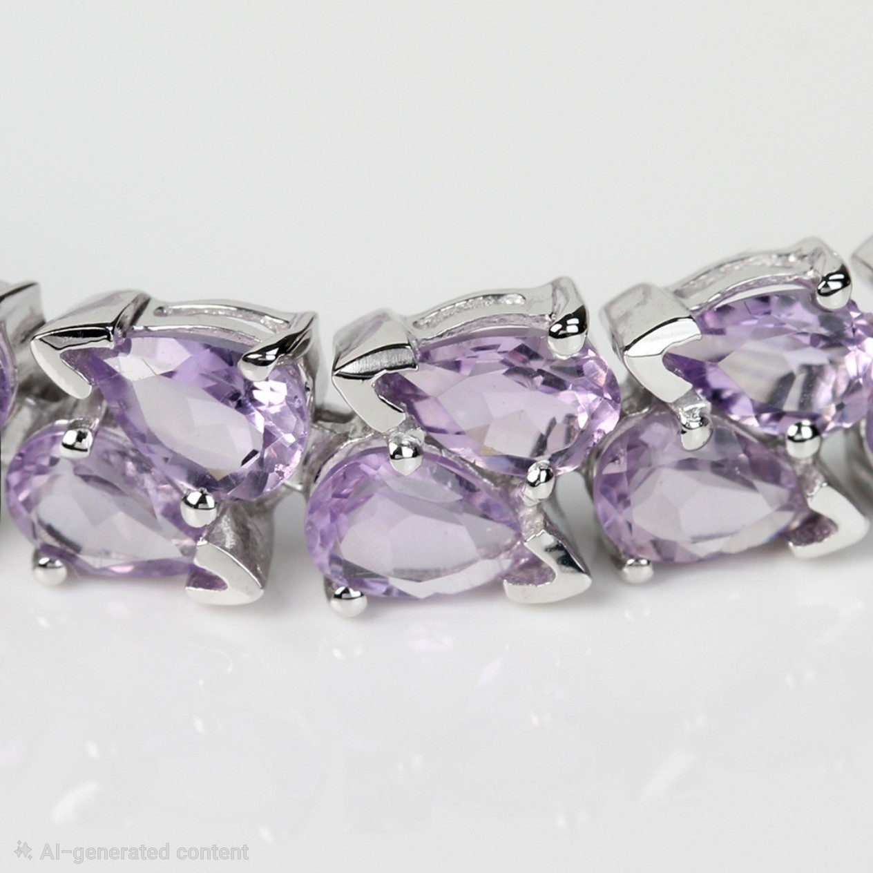 925 Sterling Silver Tennis Bracelet Pear Purple Amethyst 22.4 CTW 7.25in