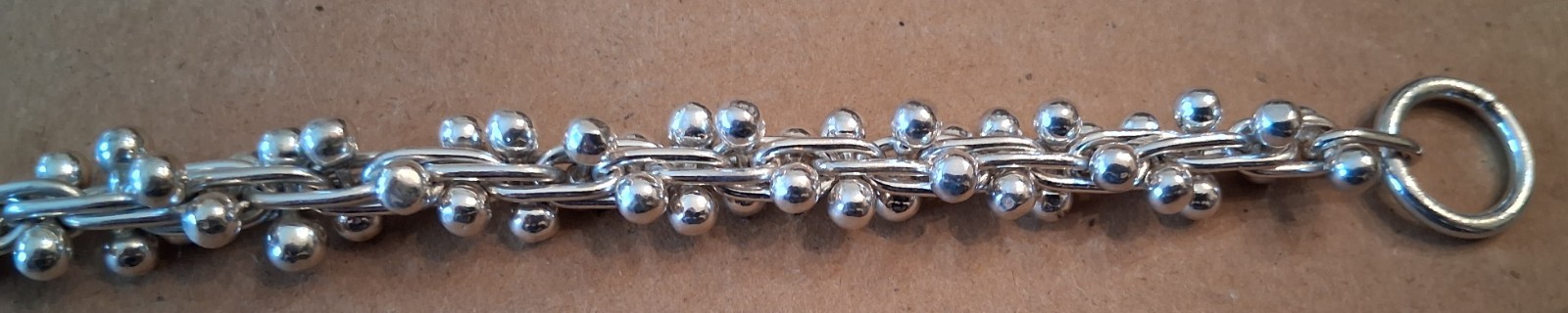Heavy Sterling Silver DNA Graduated Bead Ball Link Toggle Bracelet-54.6 GRAMS