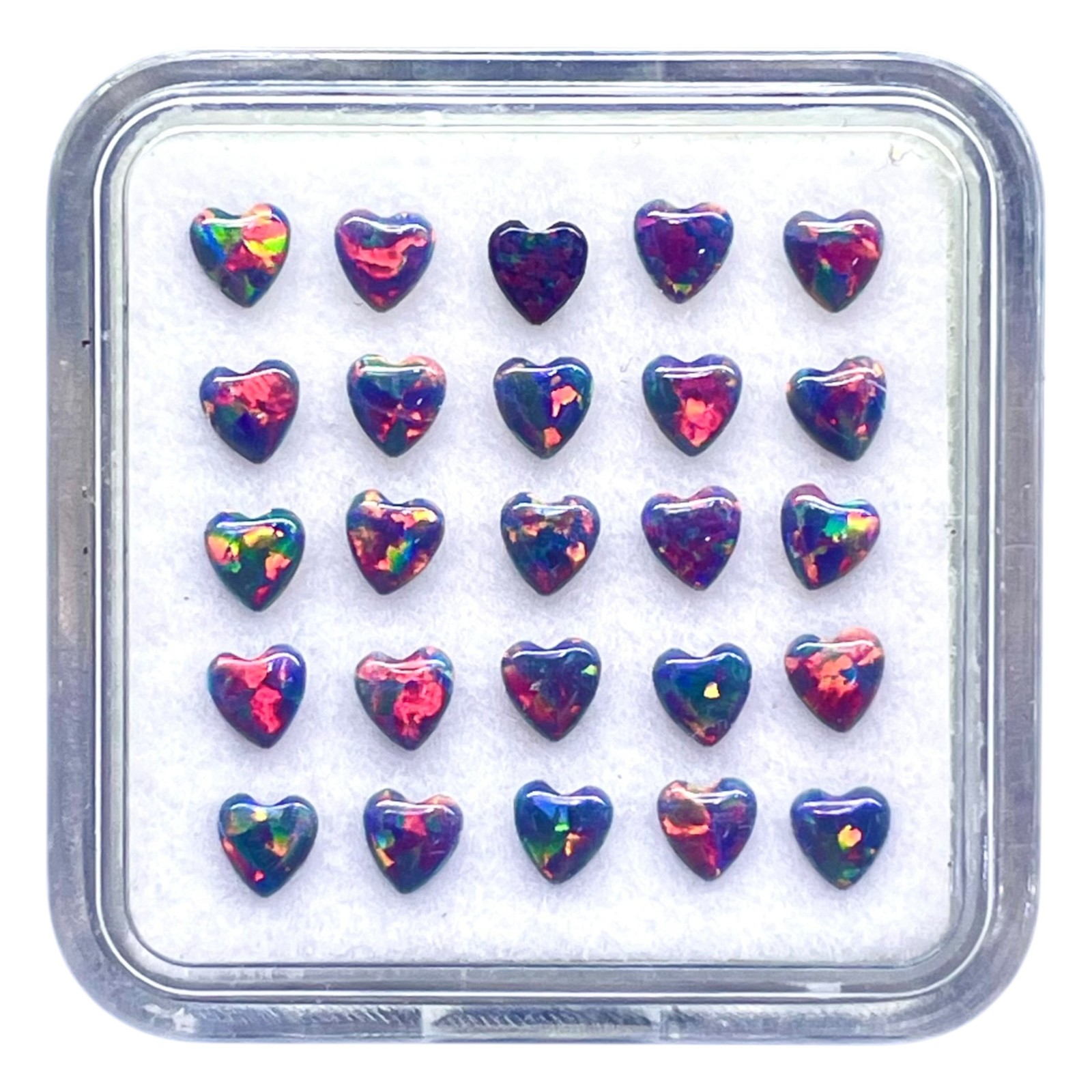 16 Pcs Black Australian Opal 3mm Heart Cabochon AAA Quality LabCreated Gemstones