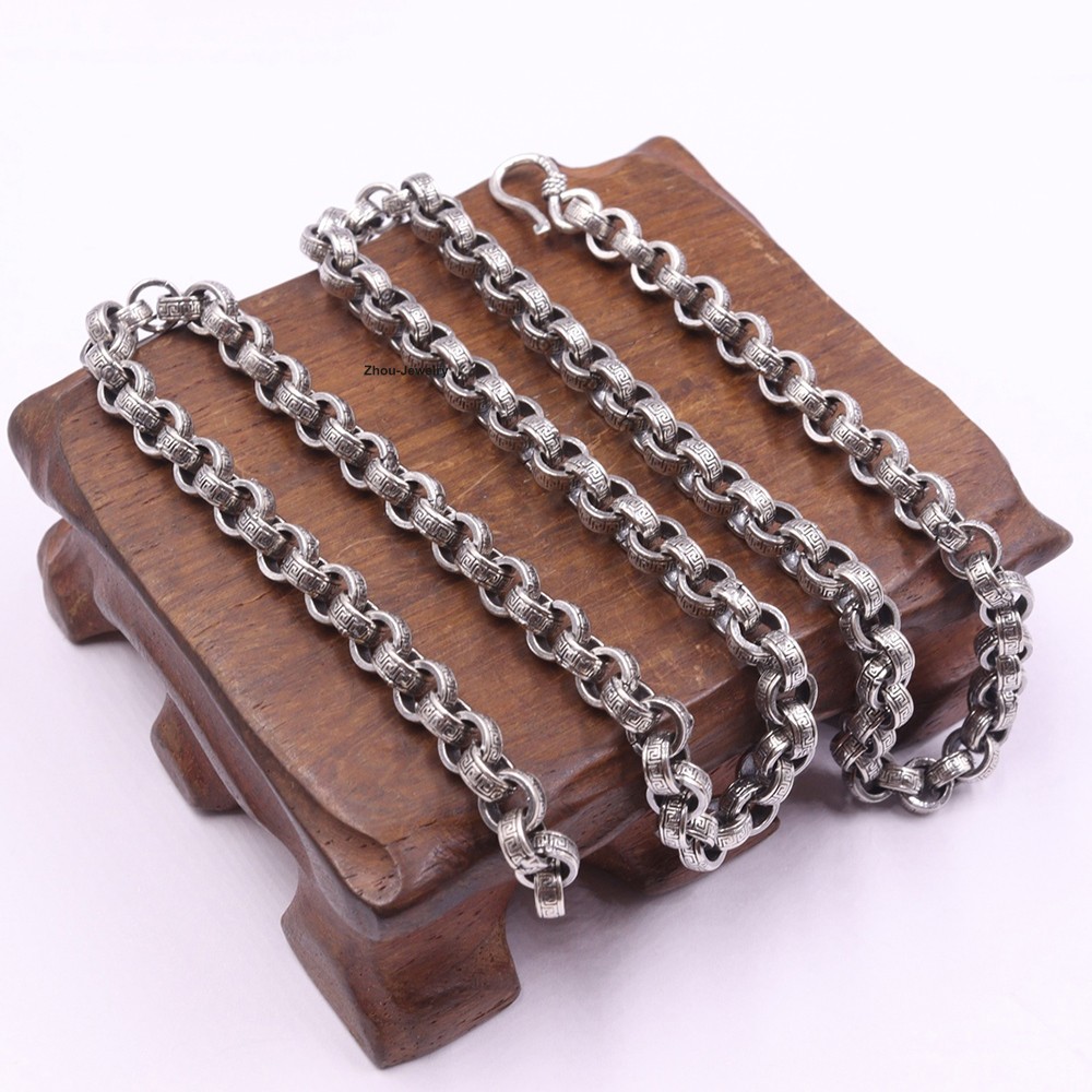 Pure 925 Sterling Silver Necklace 6mm Wider Rolo Link Chain Necklace 19.7inch