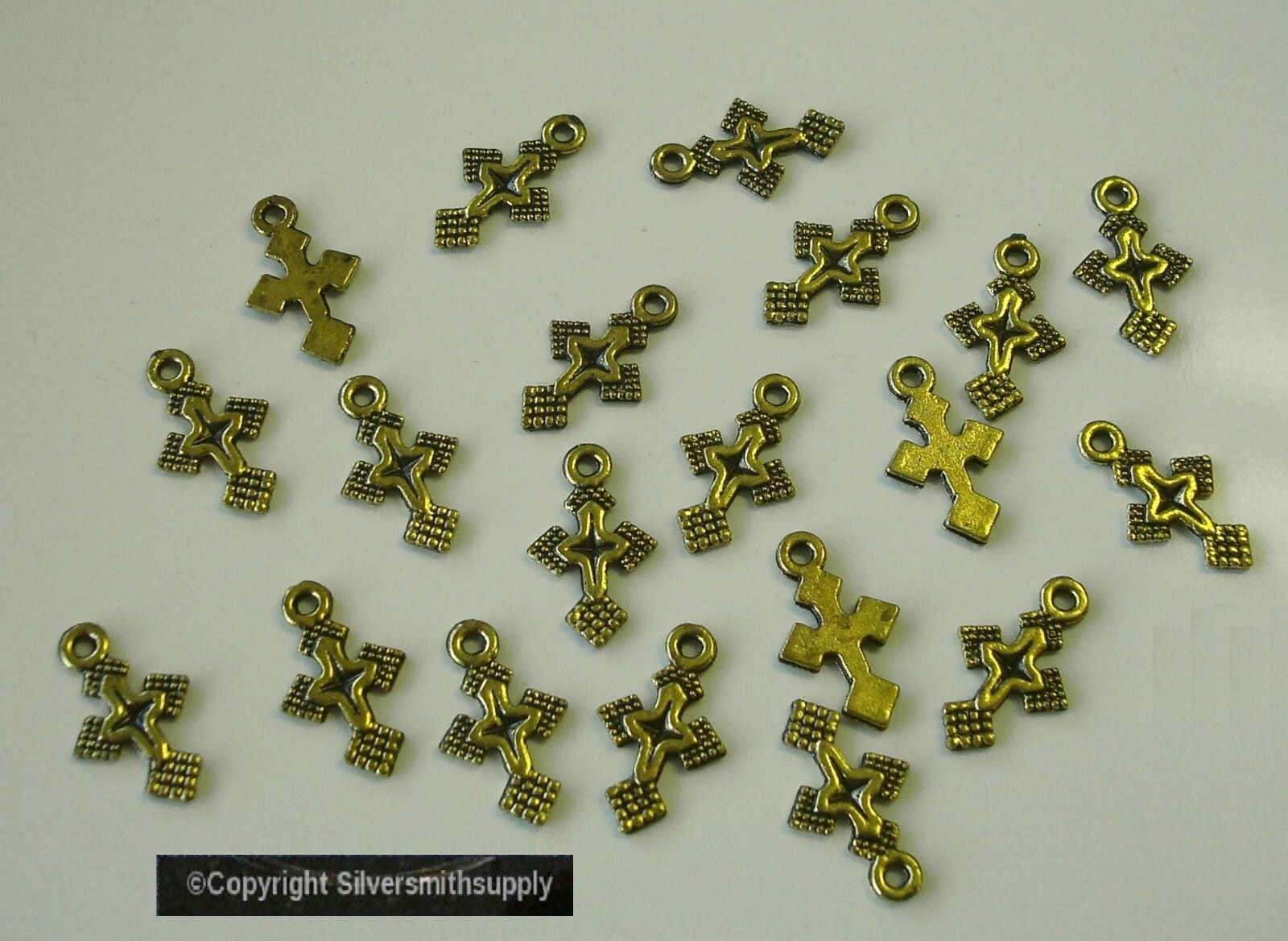 20 Ant Gold plated CROSS earring pendant charms you can dangle CFP132