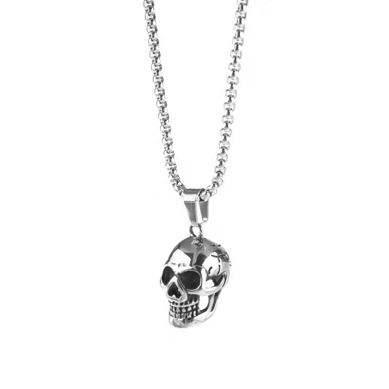 Skull Pendant 925 Sterling Silver Small Skull Biker Chic Gothic Mens Necklace US