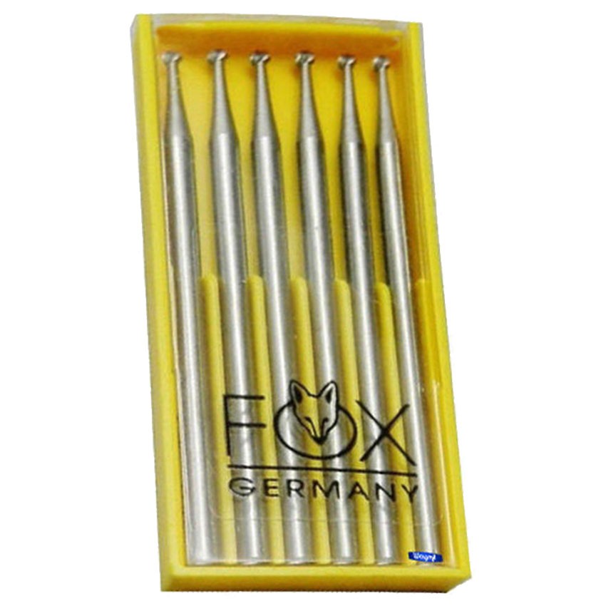 Fox Round Ball Bur 005 Pack of 6 Jewelry Bur 0.5 mm 3/32” Shank Made In Germany