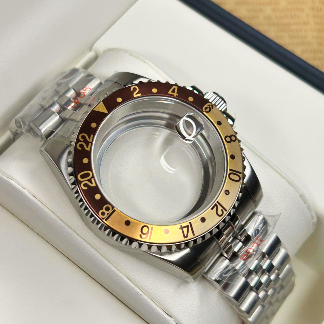 24H Brown G Bezel 40mm Brushed 20ATM Watch Case Fit Nh35 Nh34 Nh36 Movement Mod