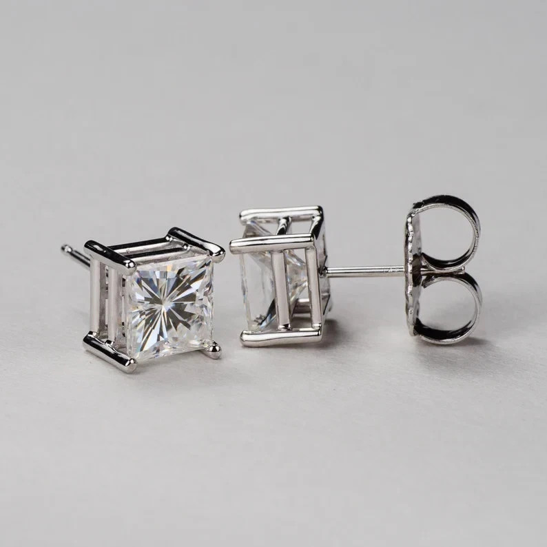 3.00 Ct Certified Off White Diamond Solitaire Studs 925 Silver Great Shine