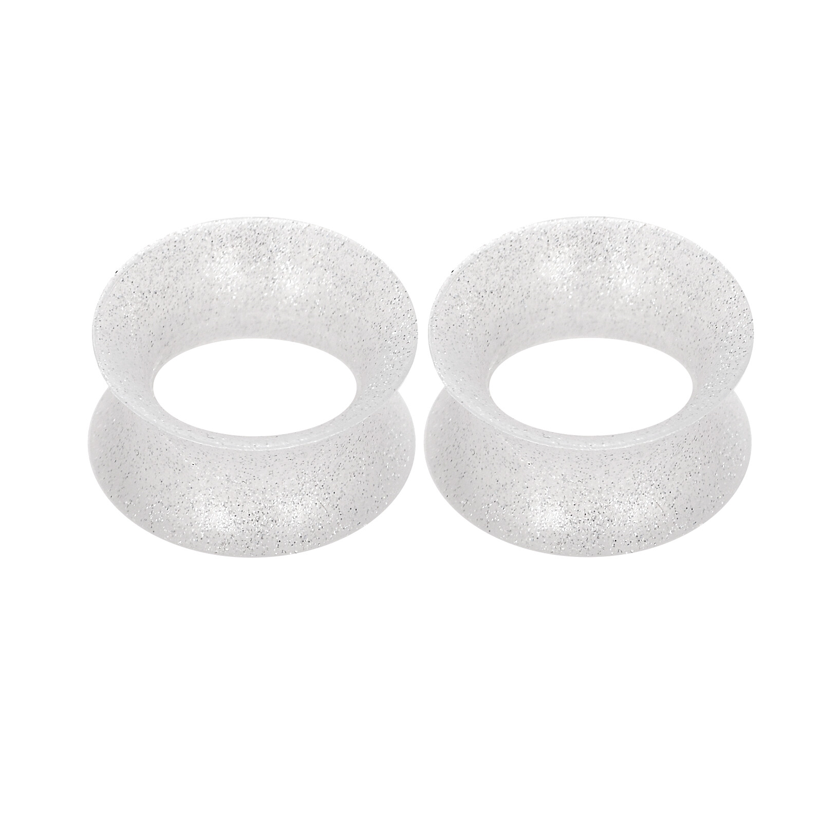 Pair Thin Pearlescent Silicone Ear Skin-Glitter Ear Plugs-Flesh Tunnels Eyelets