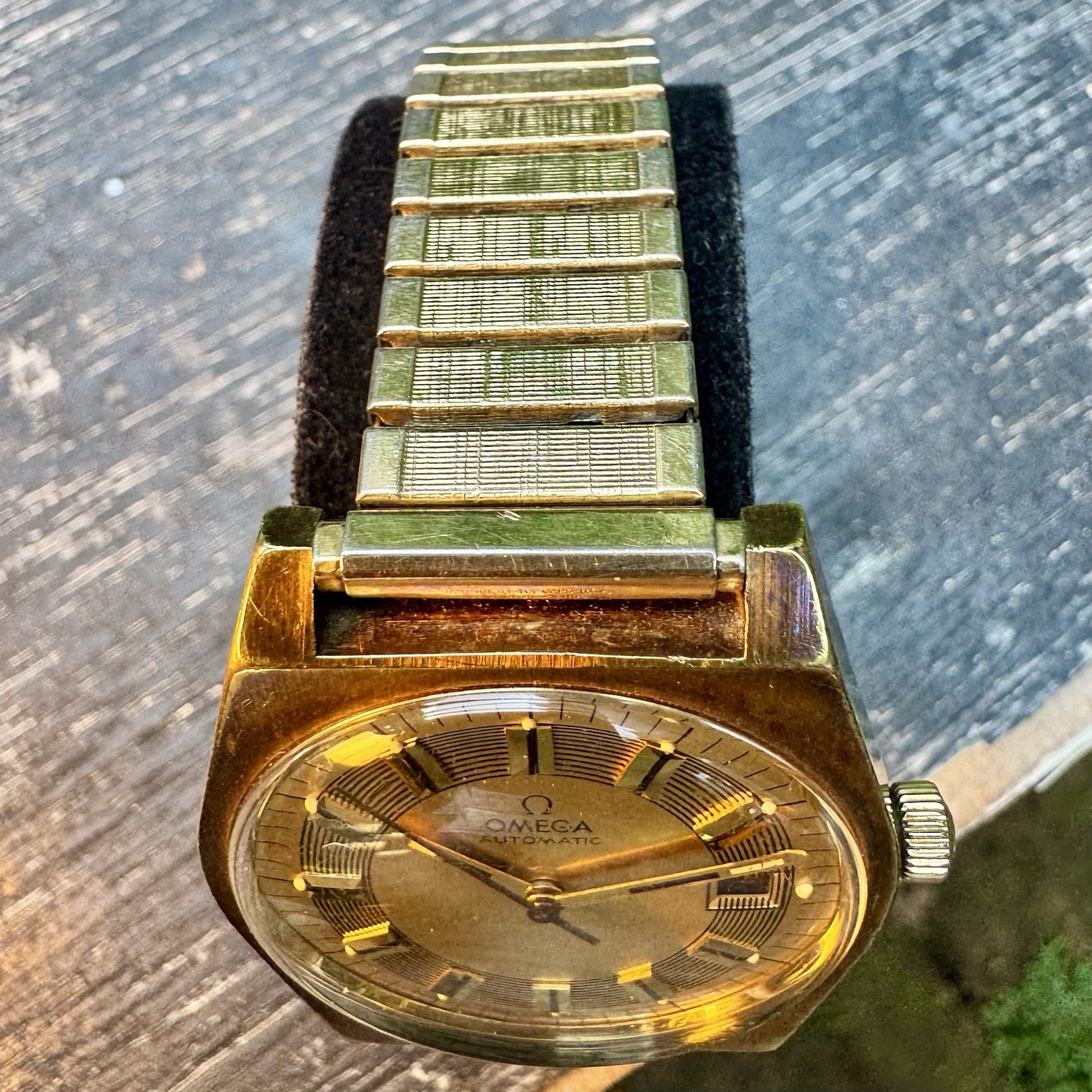 Vintage 1970s Omega Automatic Gold Plated Barcode 166.0118 cal 1480 Swiss 36mm