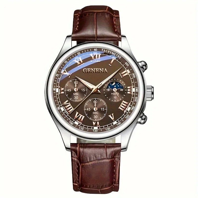 Luxury Men’s Business Quartz Watch Brown Leather Casual Wristwatch Best & Good
