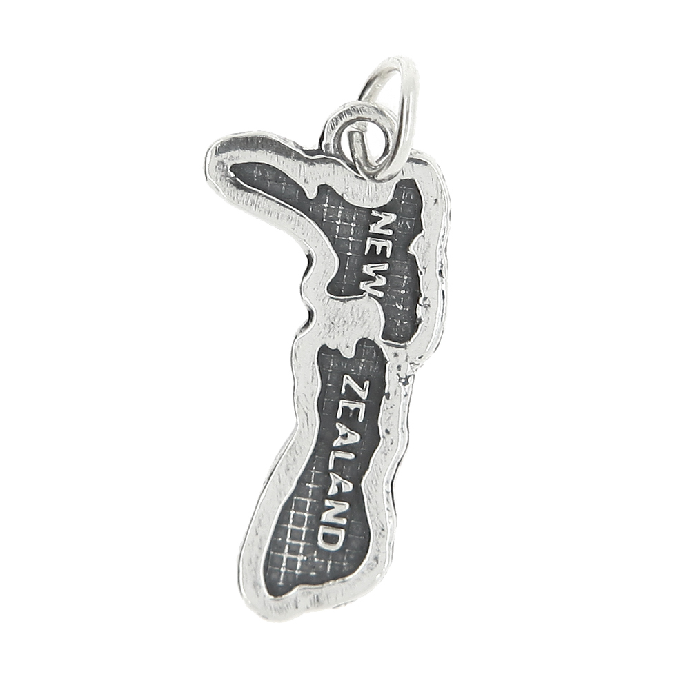 Sterling Silver New Zealand Country Map Travel Charm