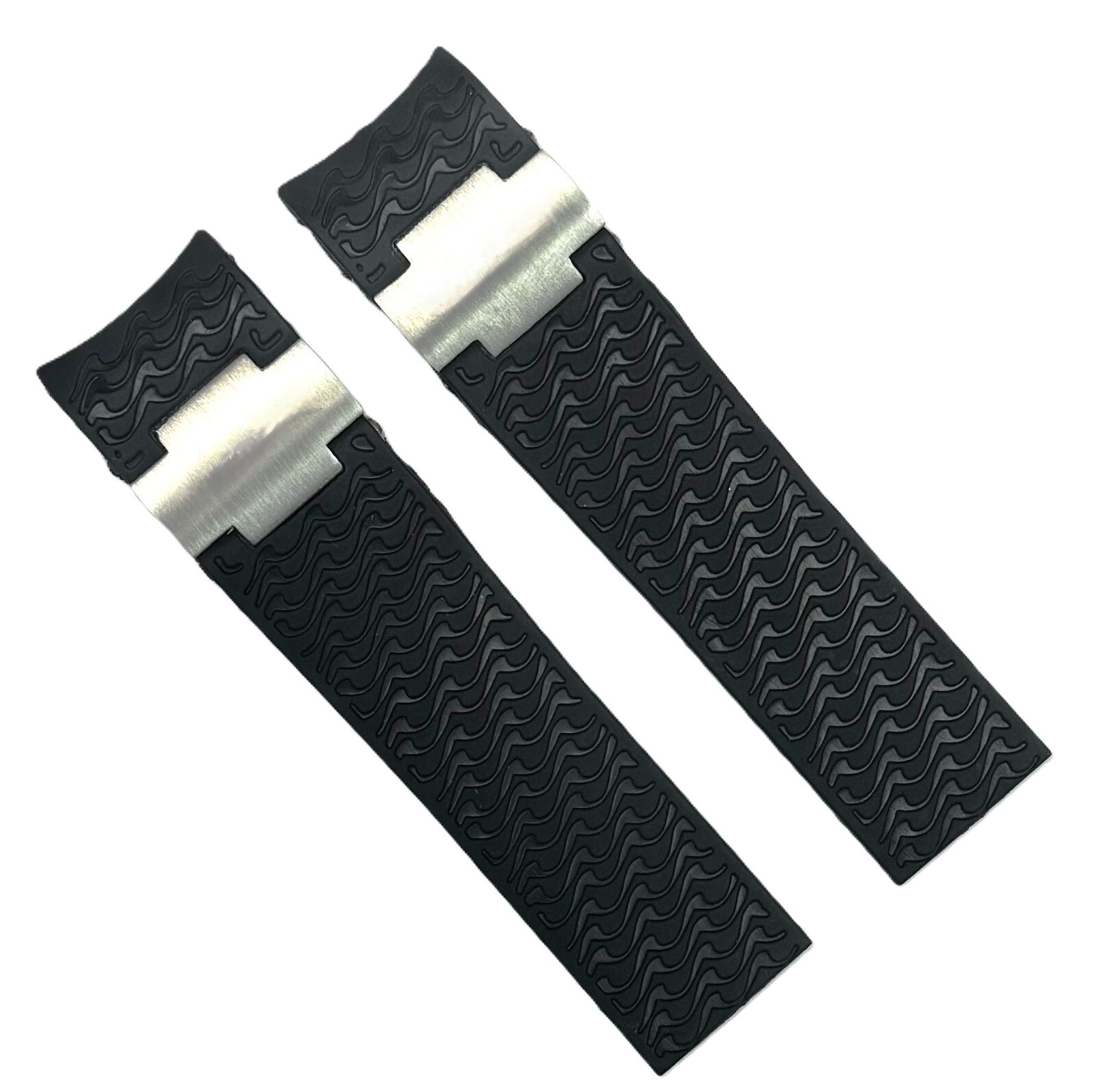 22mm Black Rubber Watch Band for ULYSSE NARDIN Maxi Marine/With metal Pieces