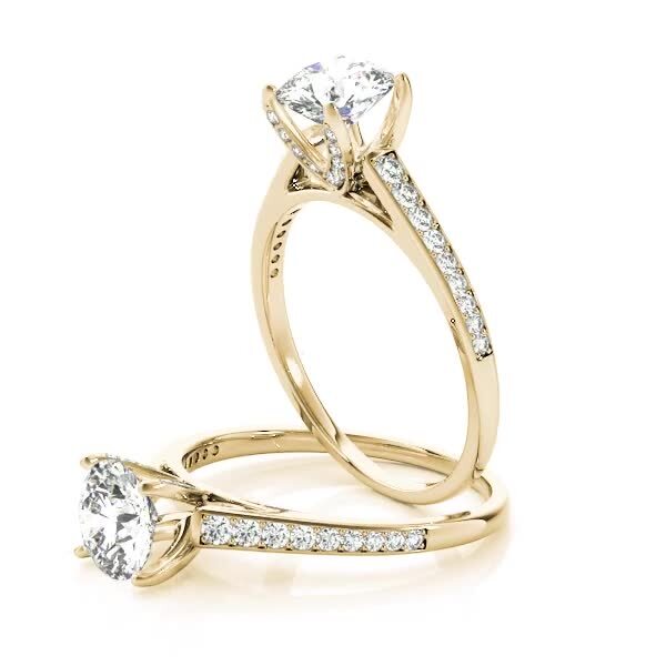 1.35 Ct Round Simulated Diamond Engagement Ring 14K Real Yellow Gold Size 8.5