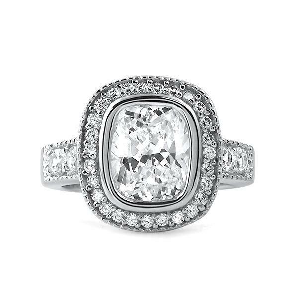 3.4ct Simulated Diamond Engagement Ring Cocktail Halo White Gold Plated