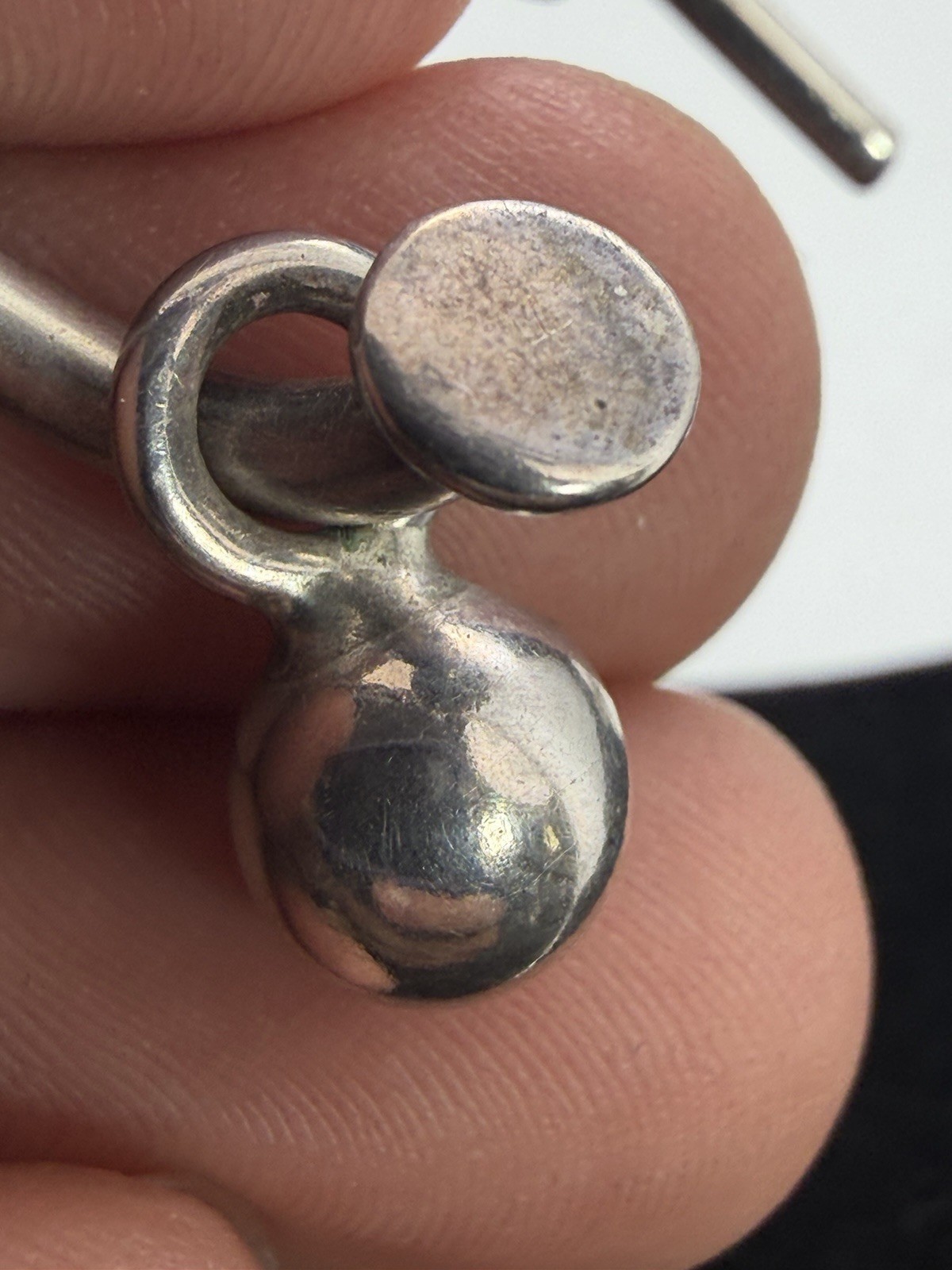Vintage Two In One Sterling Silver Half Hoop Earrings With Removable Ball Bead