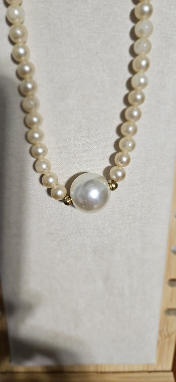 Ivory White Simulated Imitation Pearl Beaded Choker Round Pendant Charm 18″