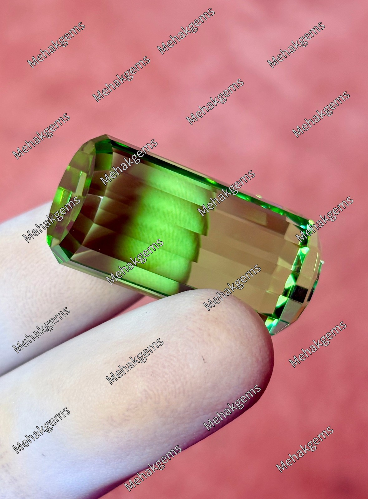 90. Ct Natural Mint Green Topaz Fancy Cube Faceted Loose Gemstone Certified