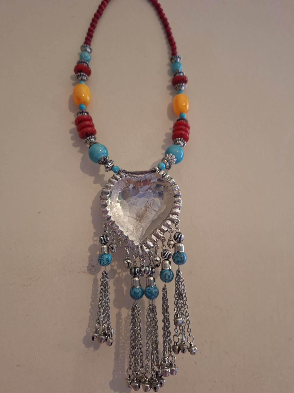 Vintage Ethnic Tibetan Heart Necklace Boho Tribal Colorful Beaded Tassel – READ(