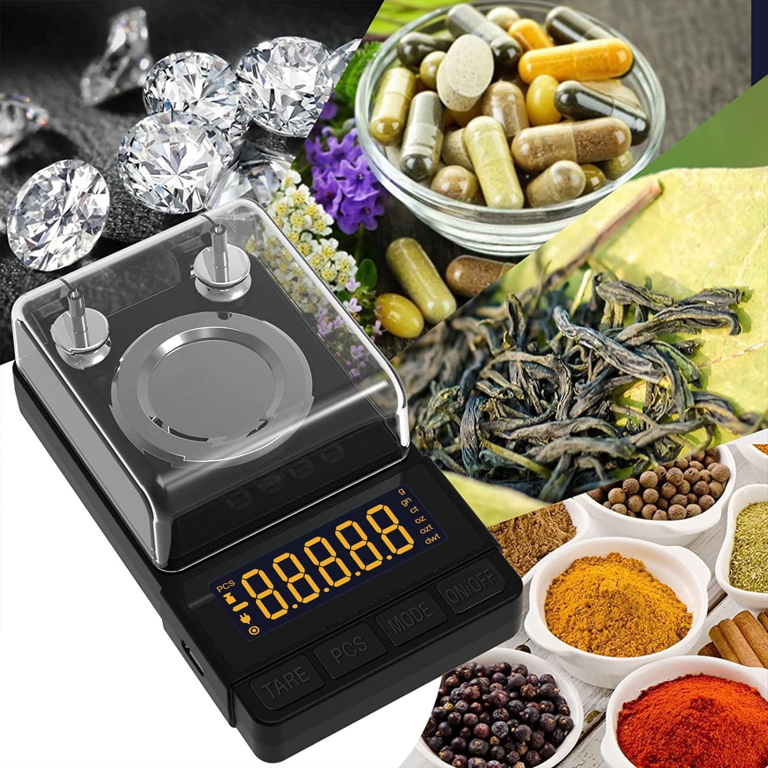 Compact 50g Milligram Scale with Tare Function & Calibration Weight – Black