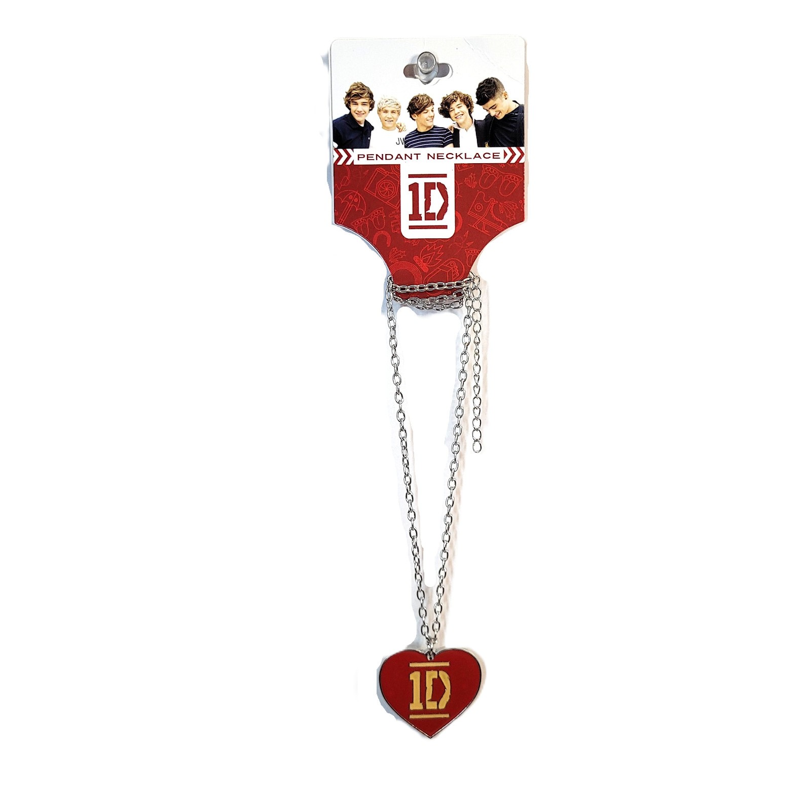 One Direction 1D Heart Pendant Necklace Red Logo Charm – NEW