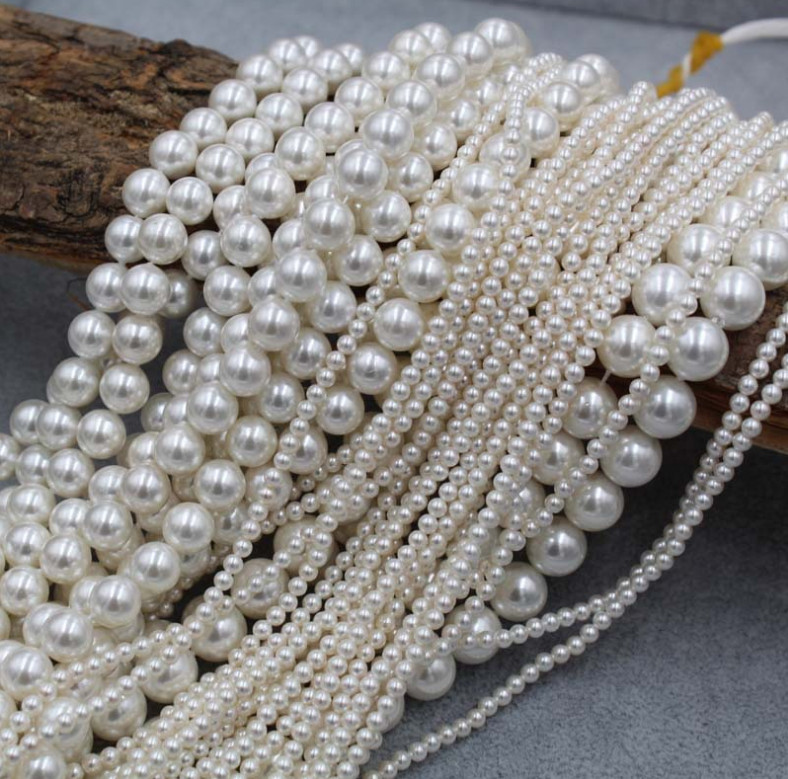 3-12mm Round White Sea Shell Pearl Loose Beads for Jewelry Making DIY Strands