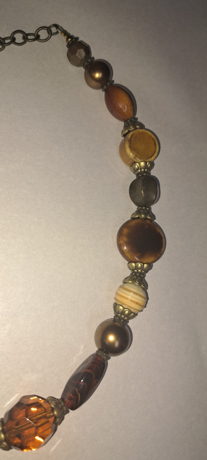 PREMIER DESIGNS Brown Green Blue Glass Ceramic Bead Gold Tone Treasure Hunt