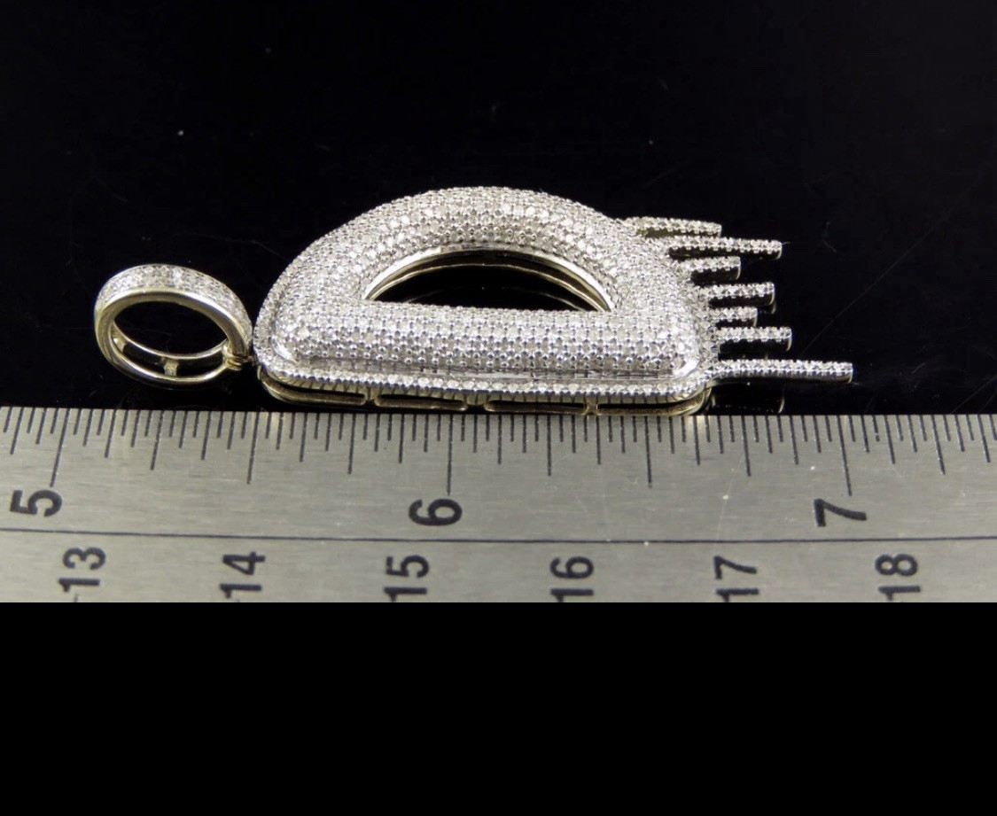 Diamond Letter V Drip Initial Custom Pendant Charm 10K Yellow Gold 1.33 CT 2″
