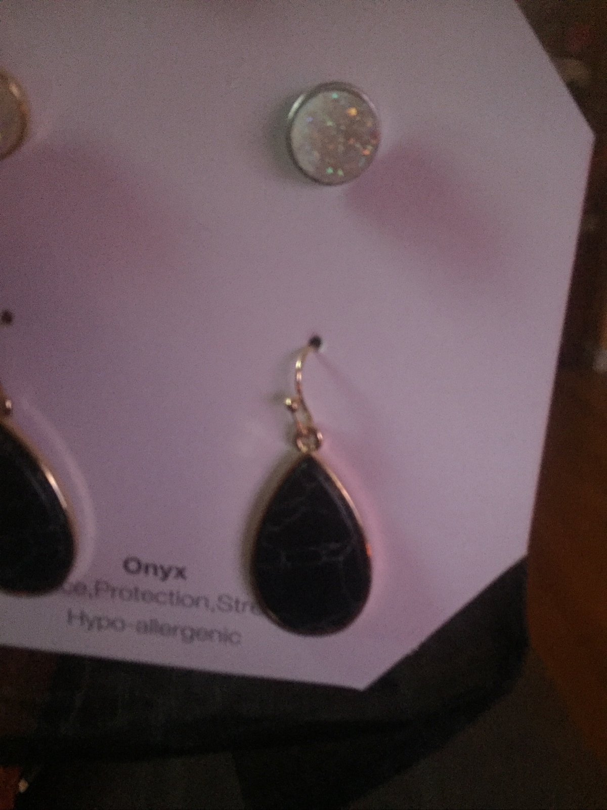 1 Pair Black Onyx 925 Sterling Gold Dangle Earrings Jewelry
