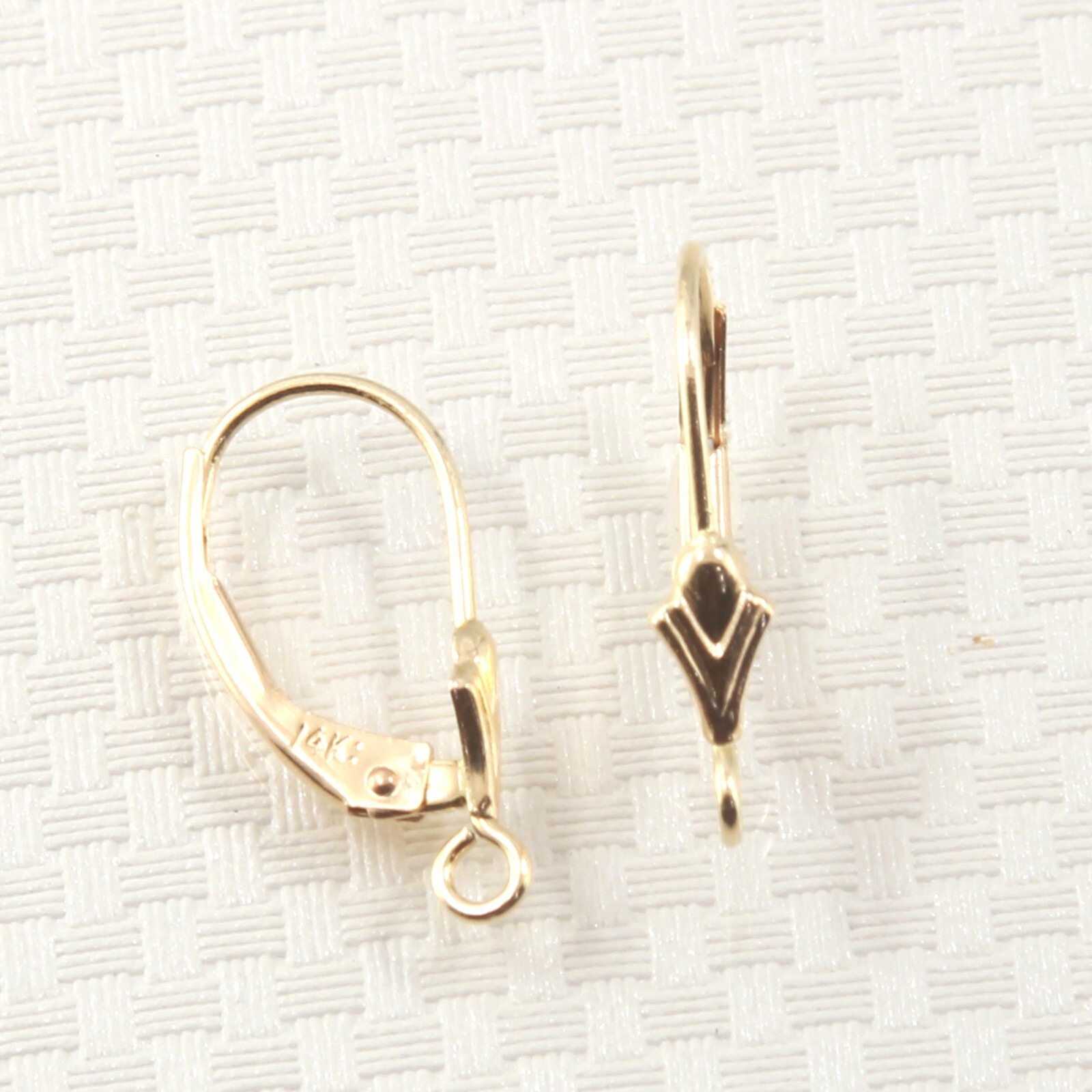 Pair of 14k Solid Yellow Gold Lever Back Findings Good for Dangle Earrings