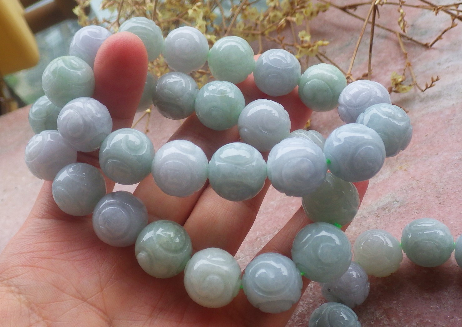 1 piece Green A JADE Jadeite Beads Bangle Coin Bracelet 7.5 inches 14 mm 734414