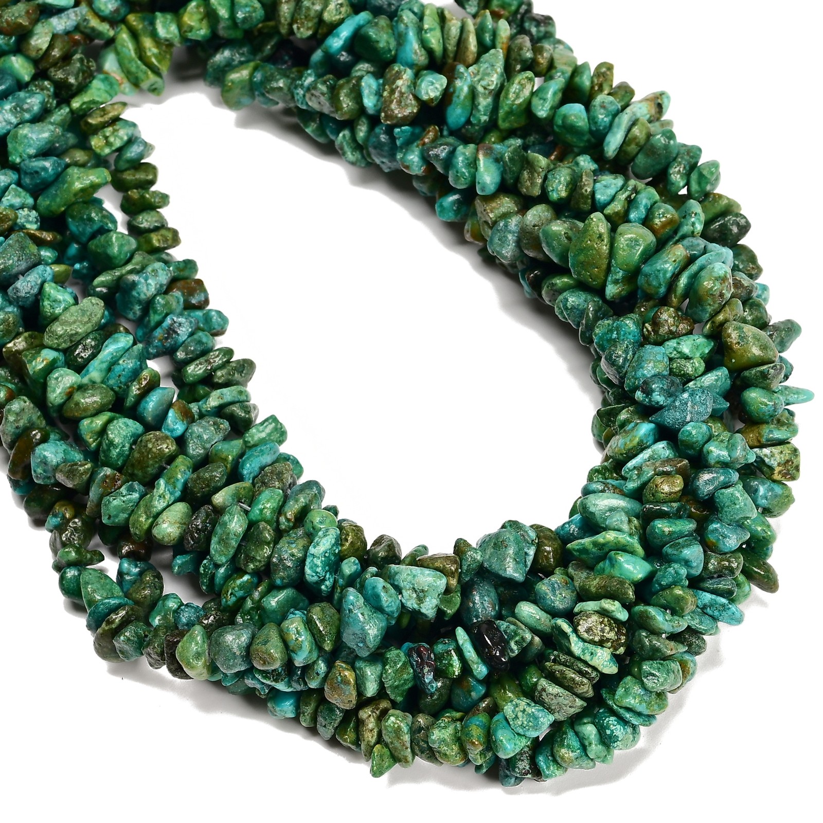 Natural Dark Green Turquoise Irregular Pebble Nugget Chips Beads 7-8mm 16” Strd