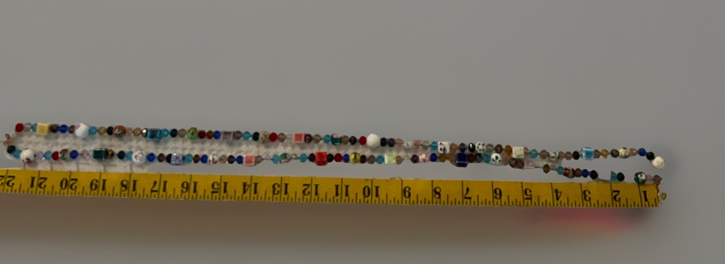 Necklace Colorful Mixed Media~Glass Beads,HandPainted Ceramic Sq/Rnd Beads 22”