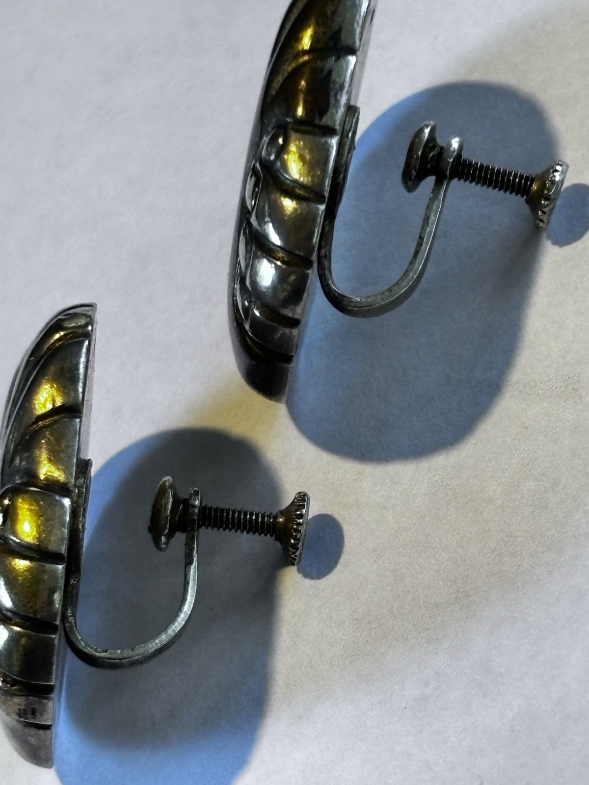 Mid 20th Century Modern MCM Spratling Sterling Silver Brass Screw Back Earrings