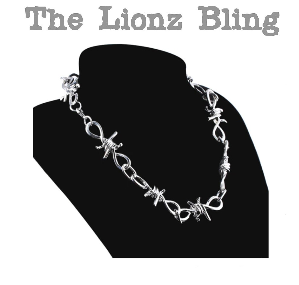 Punk Rock Emo Goth Silver Barbed Wire Chain Necklace – 18 1/2″
