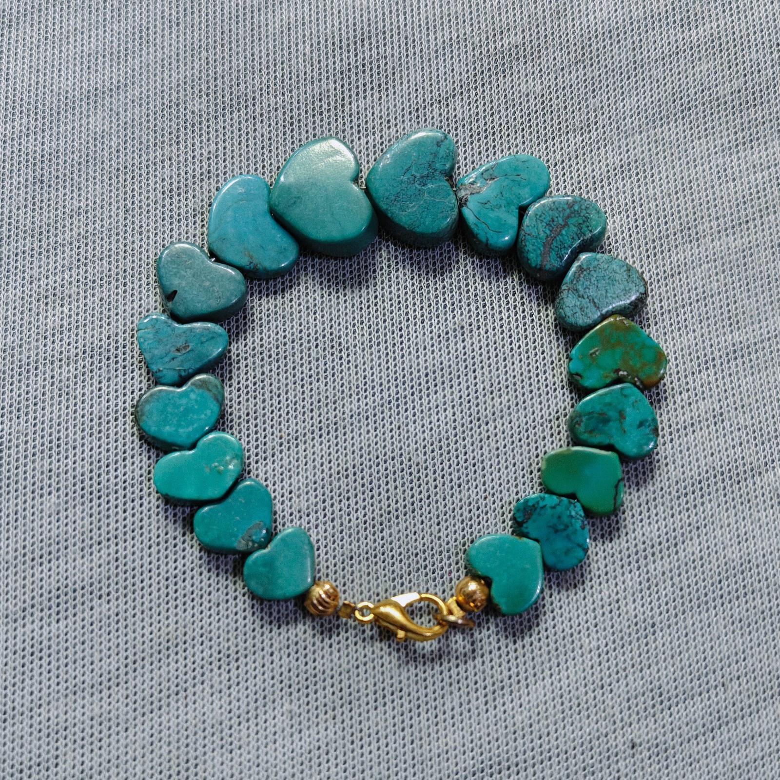 Turquoise Bracelet Gemstone Heart Shape Charm unisex Brass Handmade Jewelry