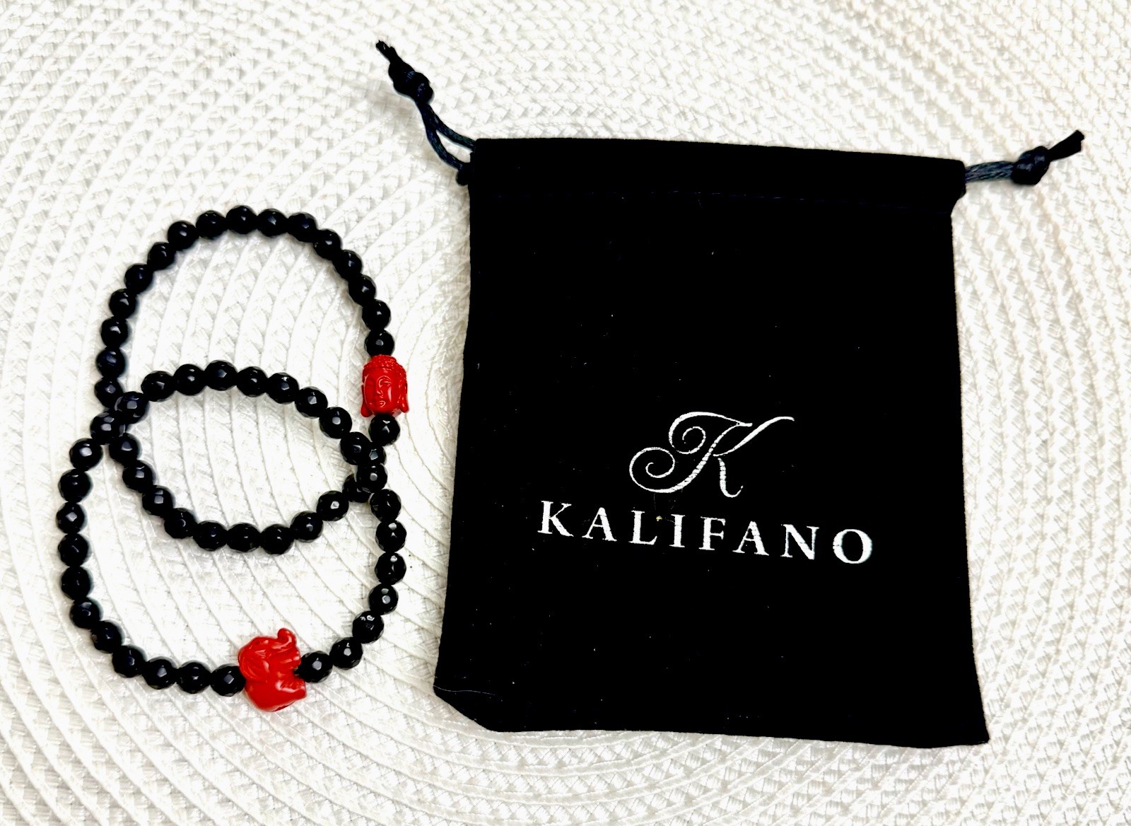 KALIFANO Black Agate 6mm Matching Bracelets/See Details!