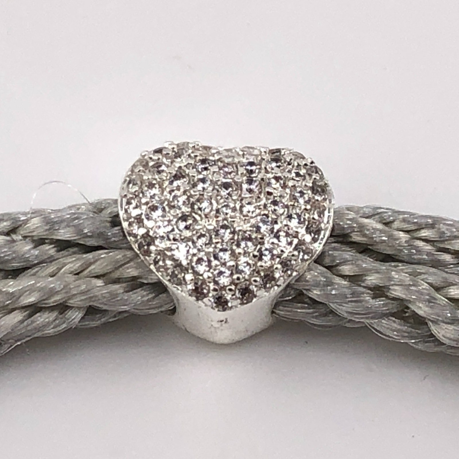 Joma Jewellery Bracelet Silver Tone & Sparkle Heart Adjustable Cord Party Disco
