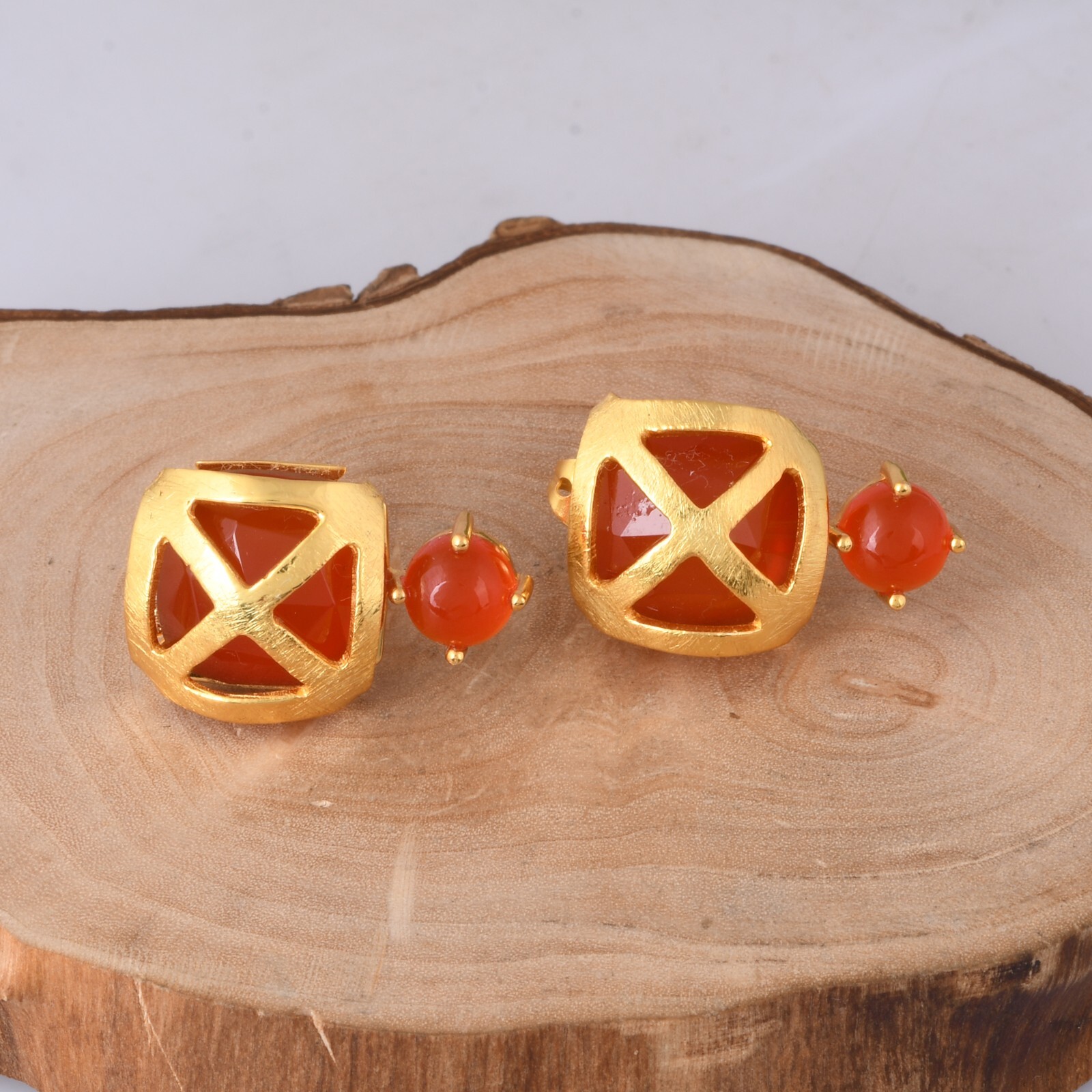 Carnelian Set Turkish Style Designer Stud Gold Earrings Jewelry For Women Gifts