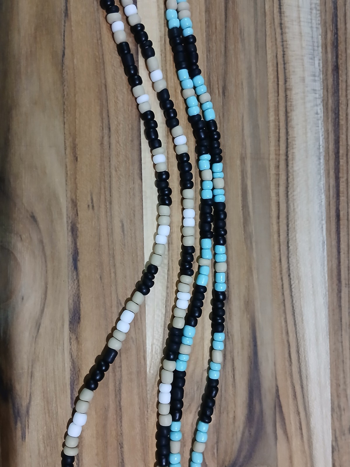 Glass beaded Necklace Hemp Mens Womens Unisex Black Tan Turquoise Color 2pcs