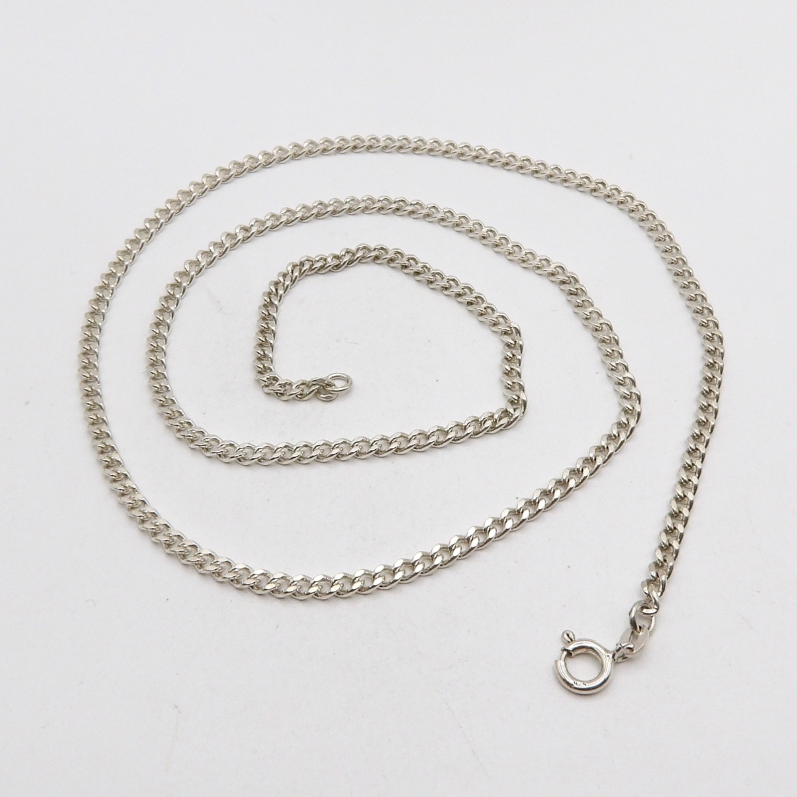 935 Sterling Silver Curb Link Pendant Chain Necklace 3.3mm 24in 15gr New