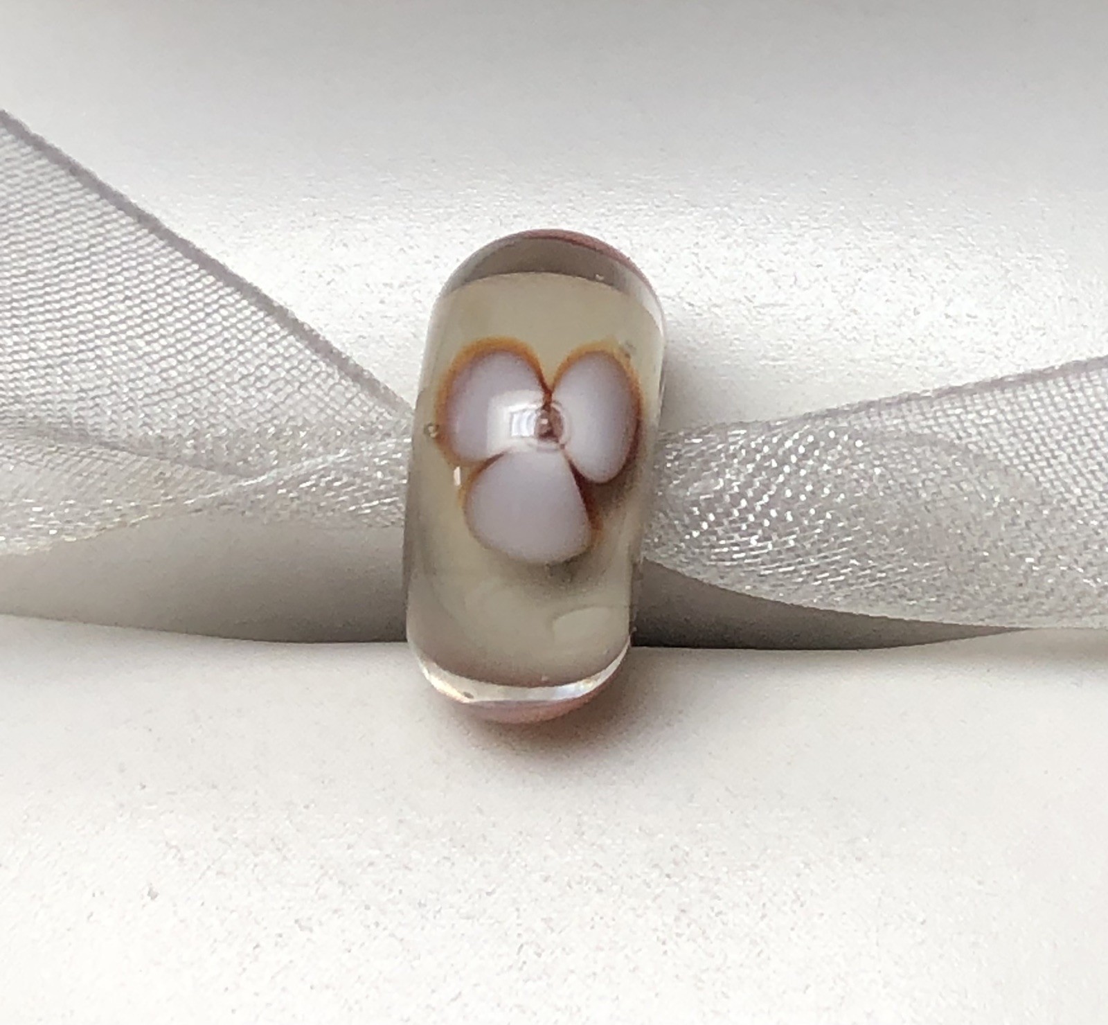 TROLLBEADS (2) RETIRED Cappuccino Flower Bead & Coffee Mug Bead W/Box!! **RARE**