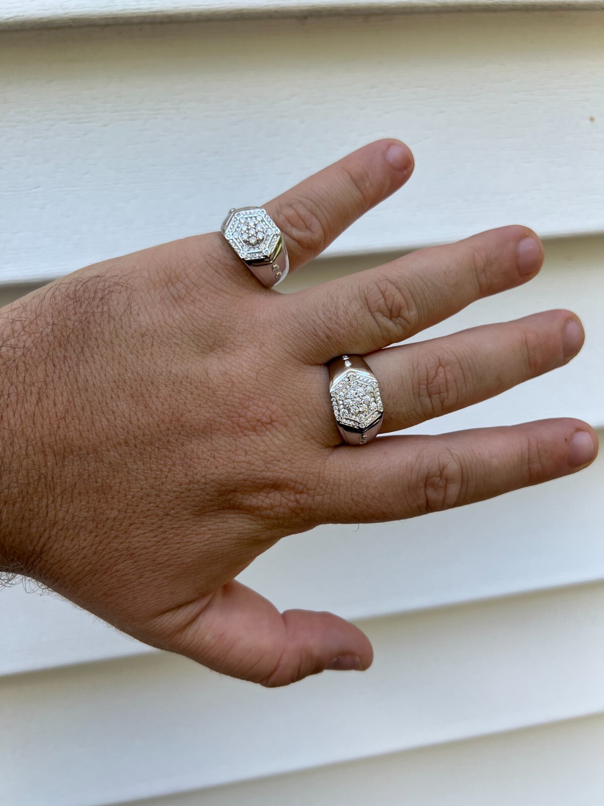 Mens 925 Silver Hip Hop Iced Moissanite Pinky Ring REAL Stone Passes Test GRA