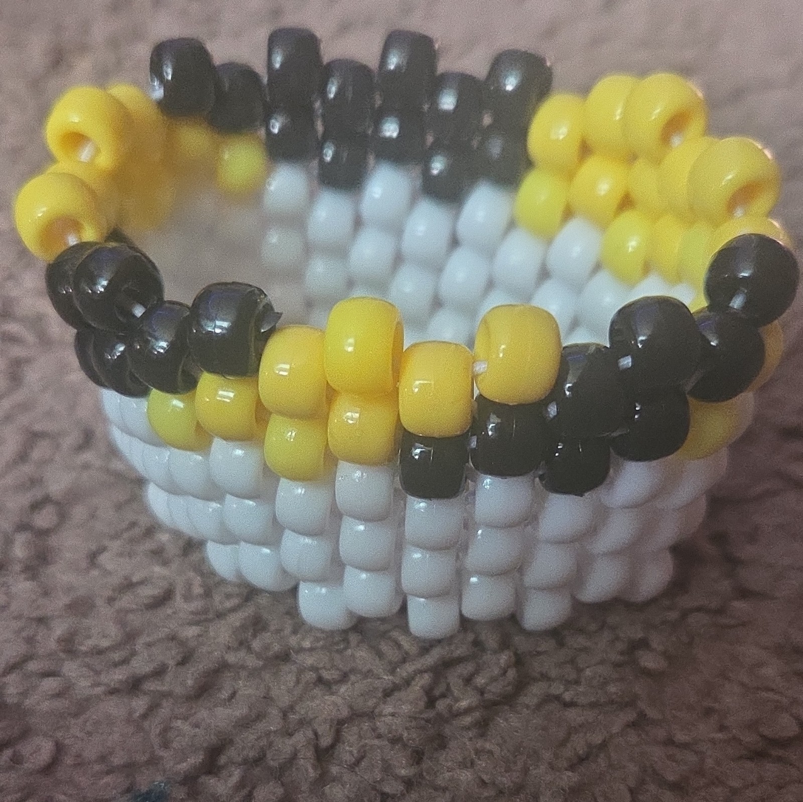 Handmade Murder Drones Beaded Slip-On Bracelet, Plastic, Black Yellow White