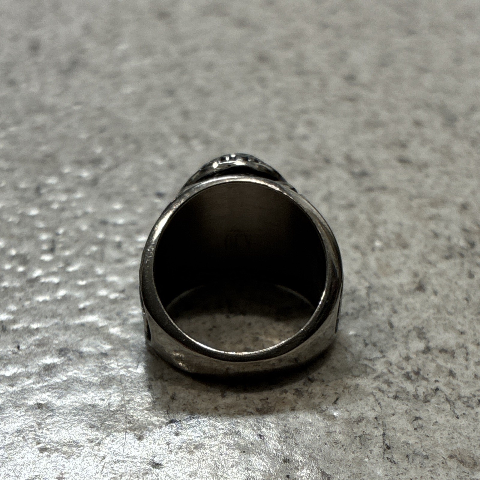 Stainless Steel School Ring Blue Oval Blue Stone Silver Tone Size 5&1/4