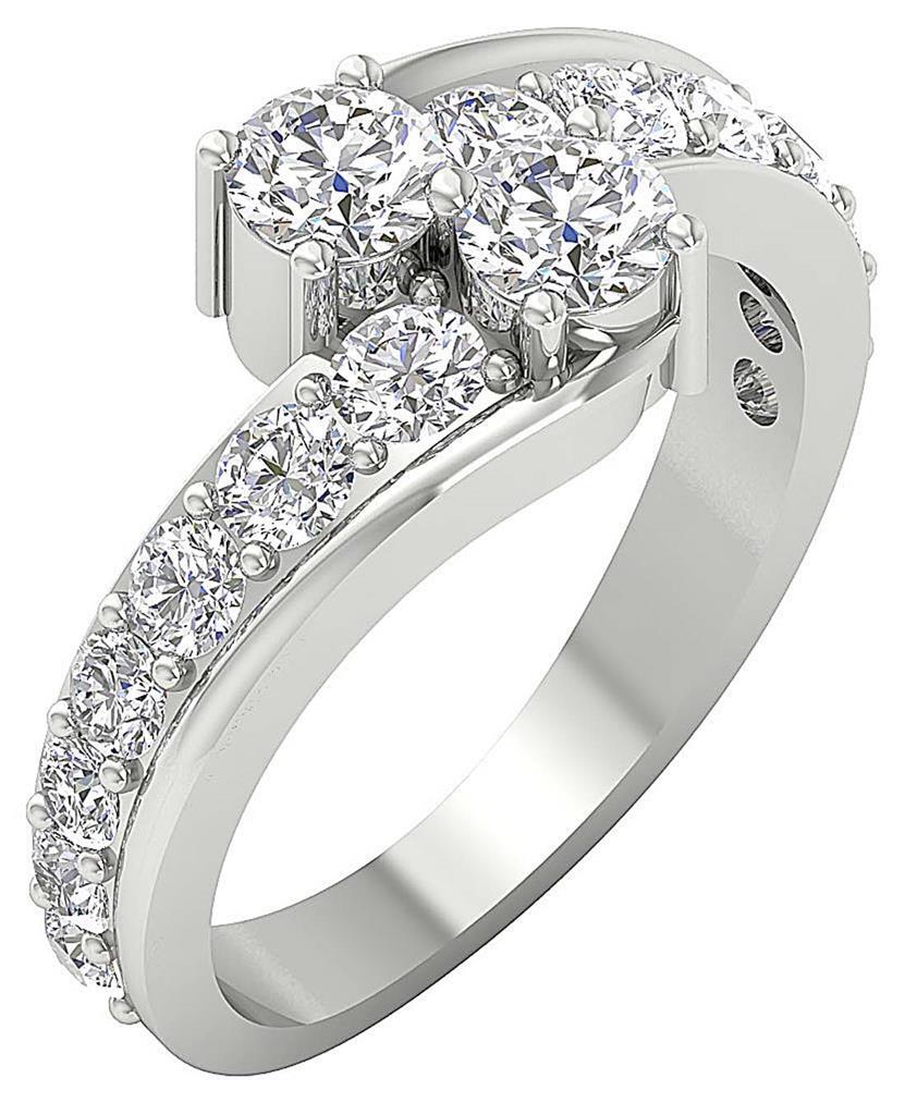 Forever Us 2 Stone Journey Solitaire Lab Grown Diamond Ring VS F 2.10Ct 14K Gold