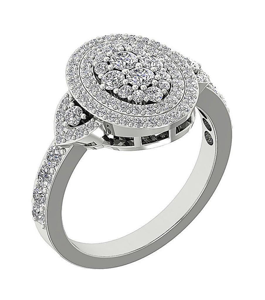 Right Hand Round Ring Natural Diamond SI1 G 1.50 Ct 14K White Gold 14.80 MM