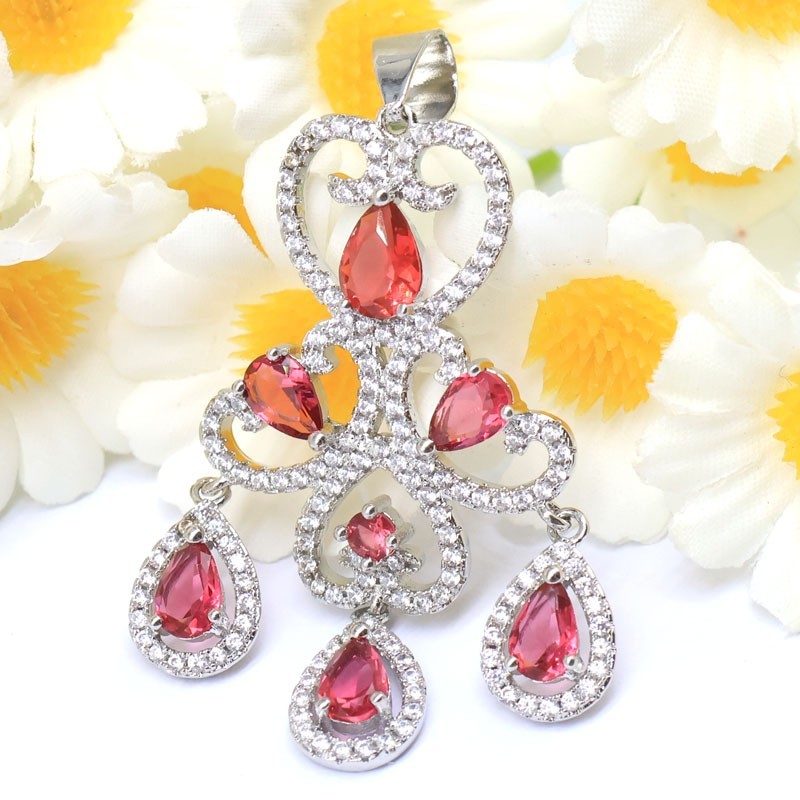 Highly Recommend Pretty 5.6g Rhodolite Garnet Z Women Daily Wear Silver Pendant