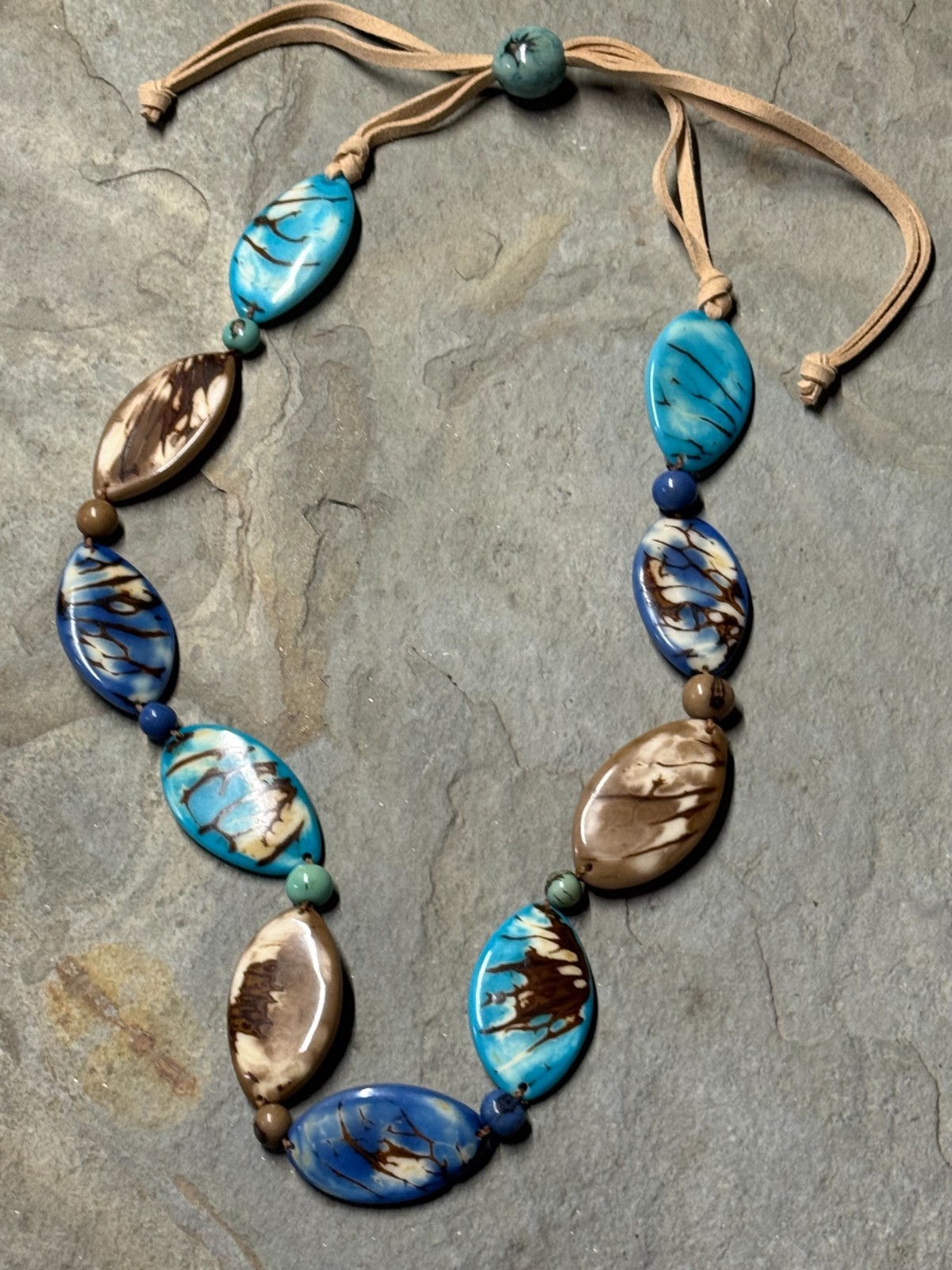 TAGUA NUT “GRANADA” NECKLACE ORGANIC ARTISAN HANDMADE BOHO STATEMENT JEWELRY NEW
