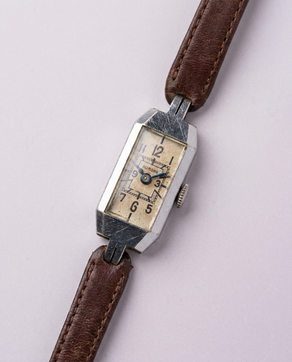 Aurore mécanique milieu du XXe siècle Platine Montre femme 24 mm