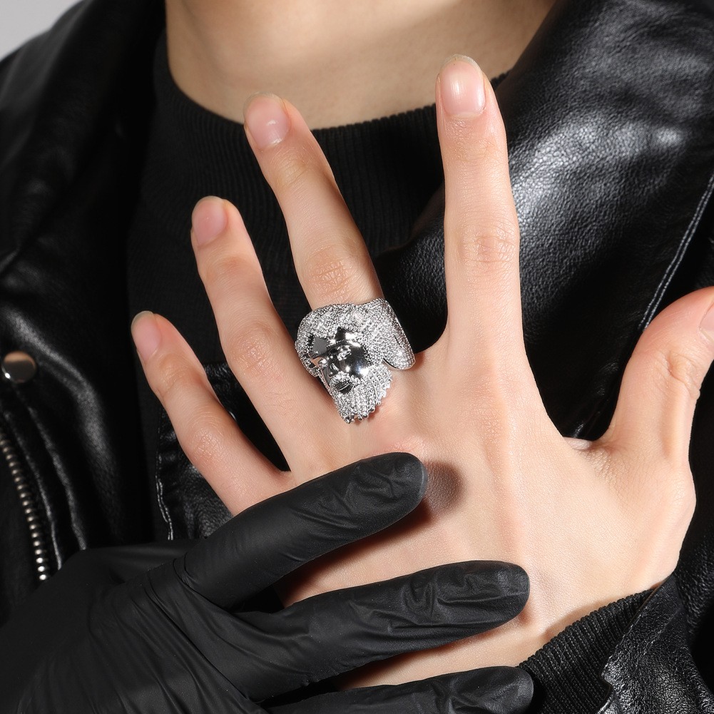 Hip Hop Retro Jesus Face Ring 5A Zircon 18K Real Gold Plated Religious Jewelry