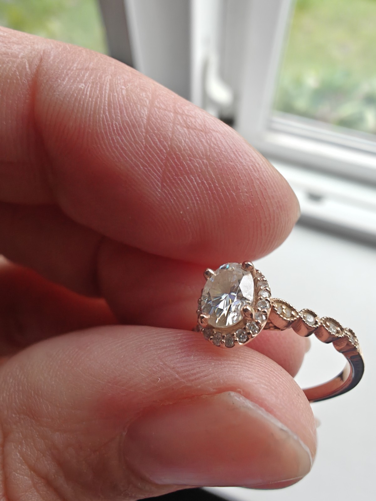 14k Rose Gold Moissanite Oval Engagement Ring – Size 5 1/4, 7×5mm Stone