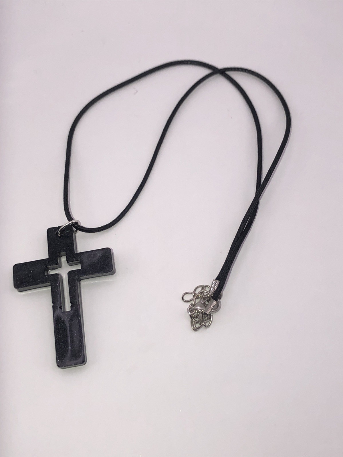 House Of David Handmade Artesian Cross Necklace Black Color One Of A Kind 18 in